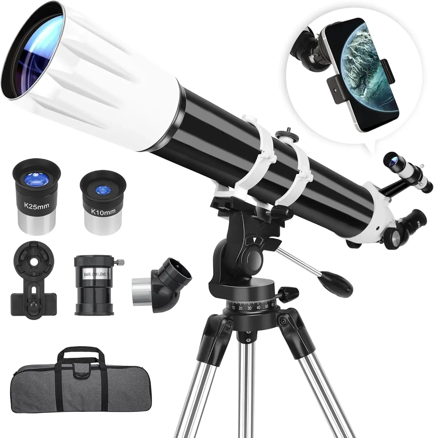 90mm Aperture 900mm Professional Telescopes for Adults Astronomy - High Powered Multi-Coated Portable Refractor Teles