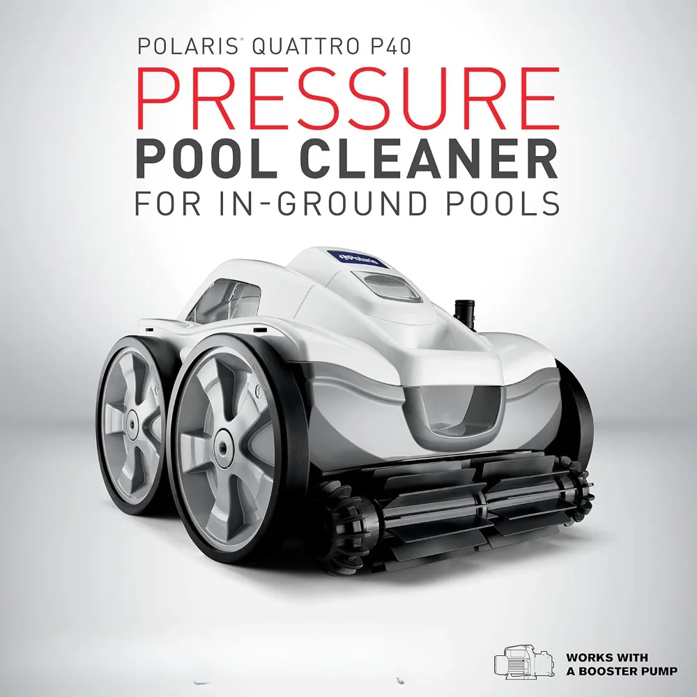 Quattro P40 Pressure Side Pool Cleaner for All In-Ground Pool Surfaces, Large-Capacity Dual Filtration Canister, 31' Hose