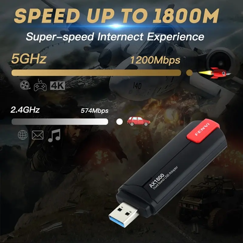 محول FENVI WiFi USB مزدوج النطاق AX1800 6G 5GHz لاسلكي WiFi 6E AXE3000 Dongle USB awifi محول WiFi Win7 10 11