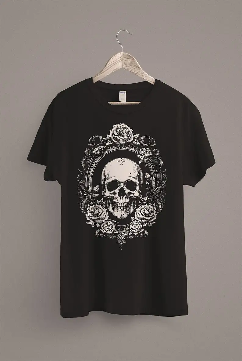 Romantic Goth Floral Skull Tee