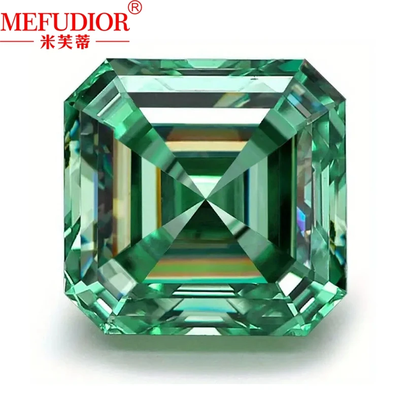 

Deep Green Color Moissanite Loose Diamond Asscher cut Pass Diamond Tester Gemstone For Jewelry Making VVS1 Gemstones Jewellery