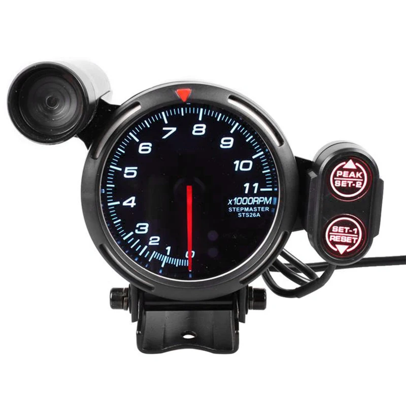 Seven Color 11000 RPM 80Mm LED Tachometer Racing Car Refitted Instrument Tachometer With Alarm Lamp