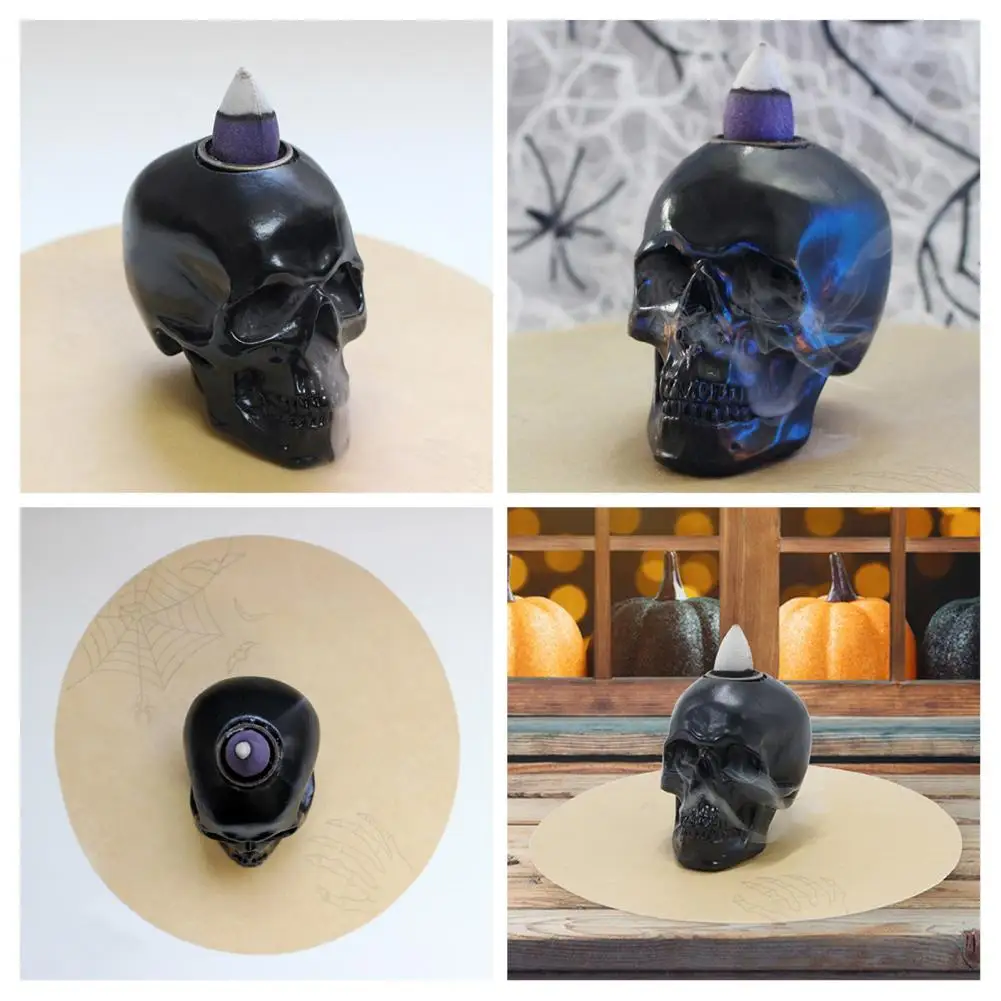 Festive Halloween Decor Spooky Skull Incense Holder Waterfall Burner for Home Party Decor Decorative Aromatherapy Diffuser