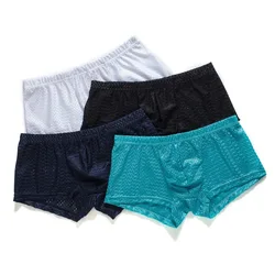 Men's Sexy Underwear for Young People U Convex Pouch Boxer Shorts Boys Ice Silk Breathable Panties Youth Summer Bottom Lingerie