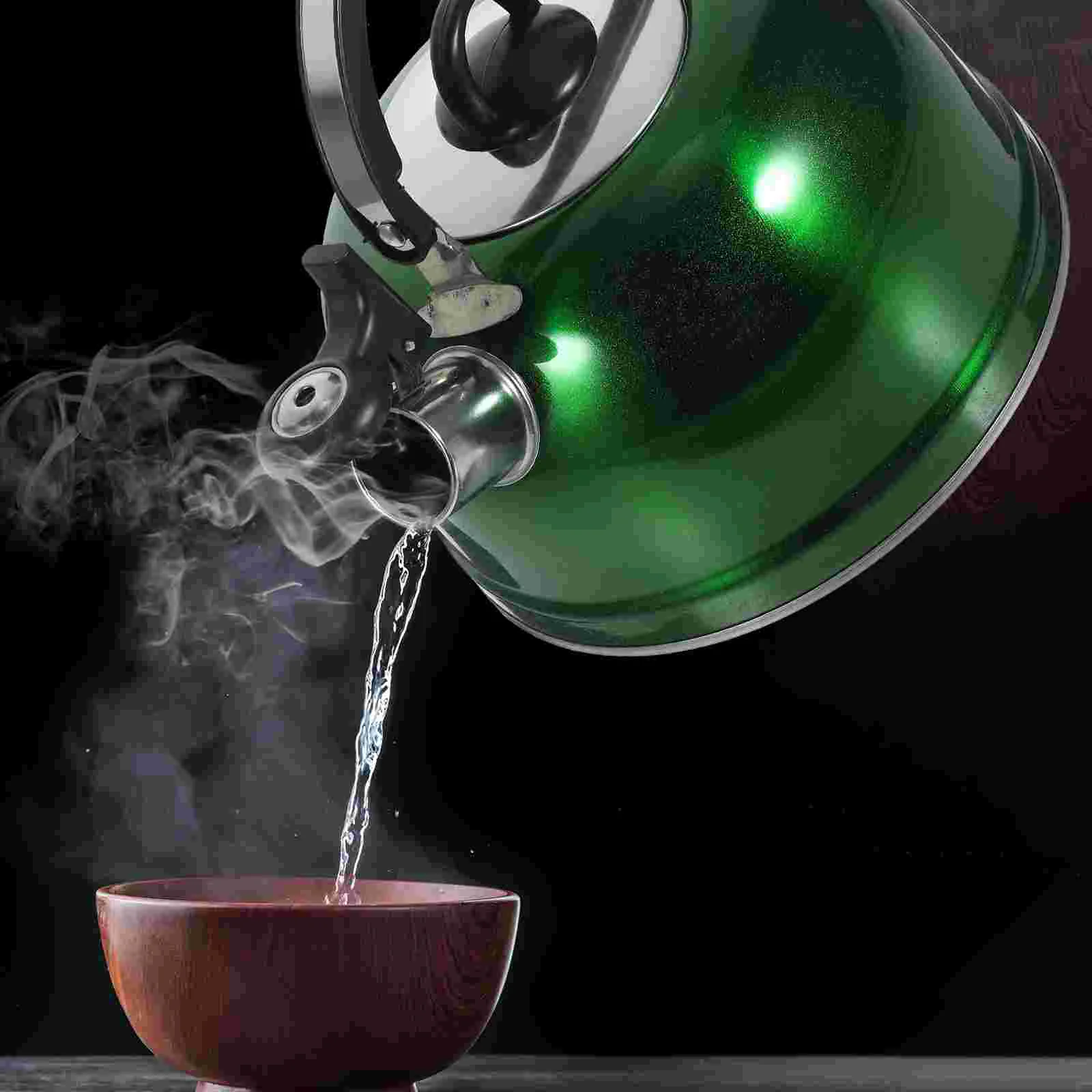 Stainless Steel Spherical Kettle Large Capacity Flat Bottom Chime Portable Stove Metal Water Teapot Whistle Teakettle Heating