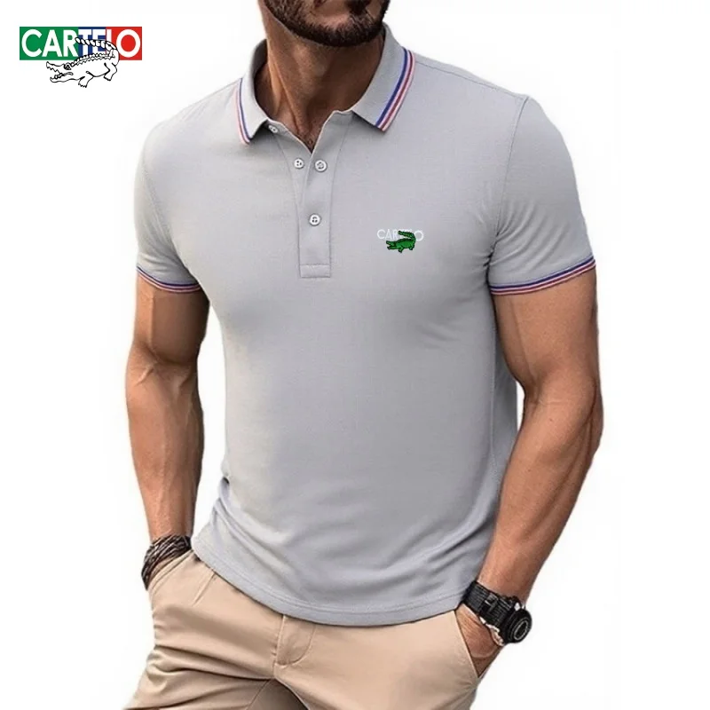 

Новая летняя рубашка-поло высокого качества с вышитым логотипом для мужчин, бизнеса, отдыха, моды, удобный топ с короткими рукавами