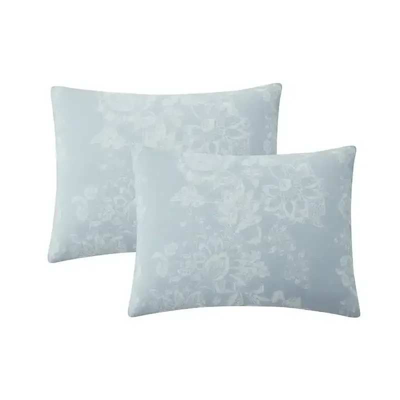 Caroline 3-Piece Blue Floral Slub Comforter Set,