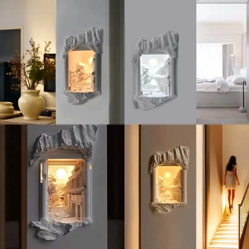 Wall lamp embedded ambient light corner bedroom bedside corridor creative corner lamp retro art
