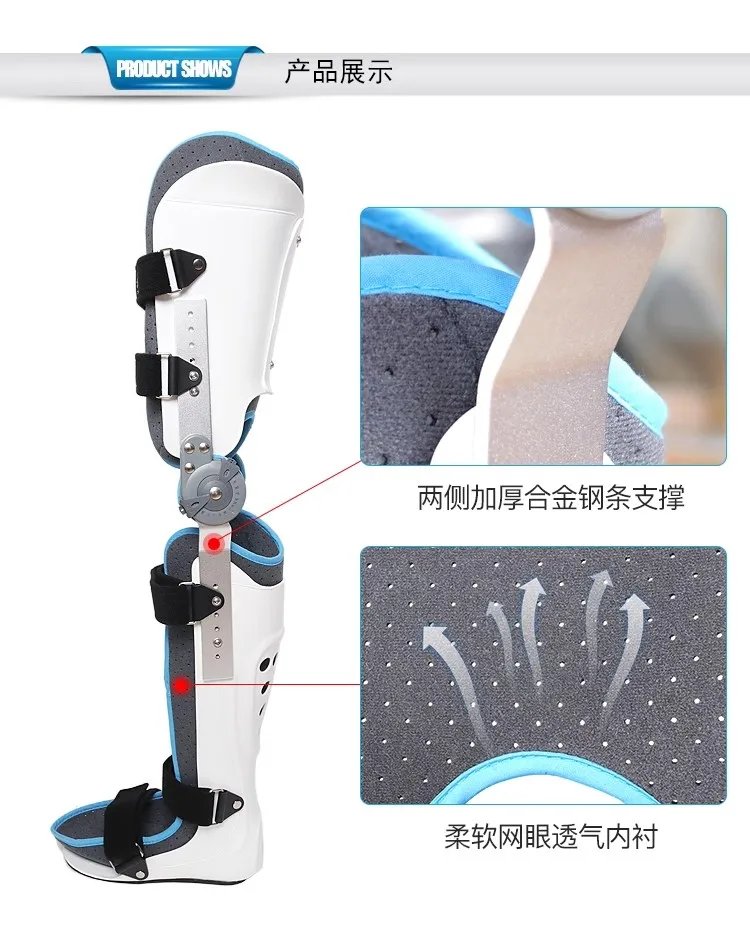 Ortesis de pierna larga ajustable, soporte de fijación para rodilla, tobillo y pie, fijador de rehabilitación de extremidades inferiores