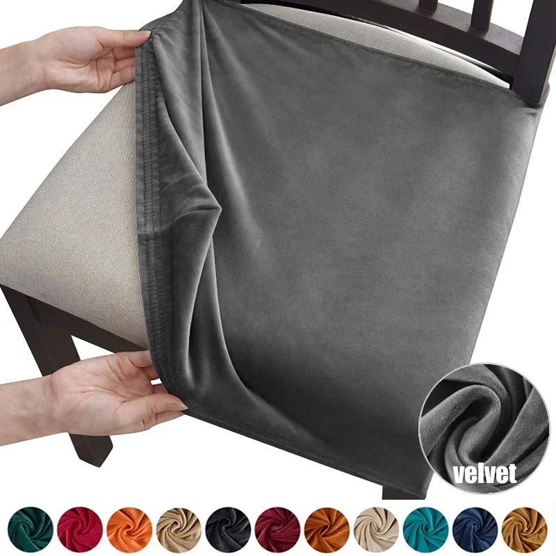 Samt-Stuhlbezug ohne Rückenlehne, staubdicht, dehnbar, für Esszimmer, Zuhause, Küche, Büro, gepolsterte Sitzschonbezüge