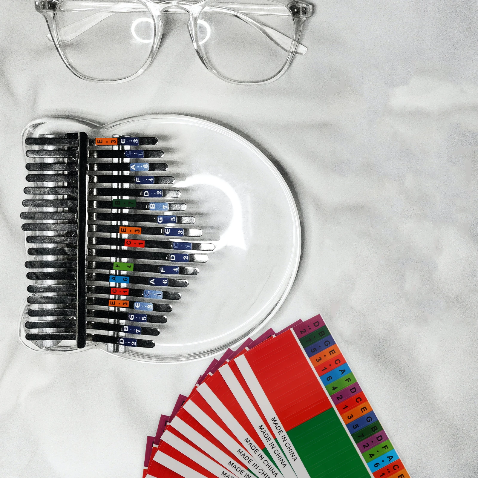 

10 Pcs Thumb Piano Kalimba Scale Decals Sticker Small Instrument Colorful Finger Note Stickers
