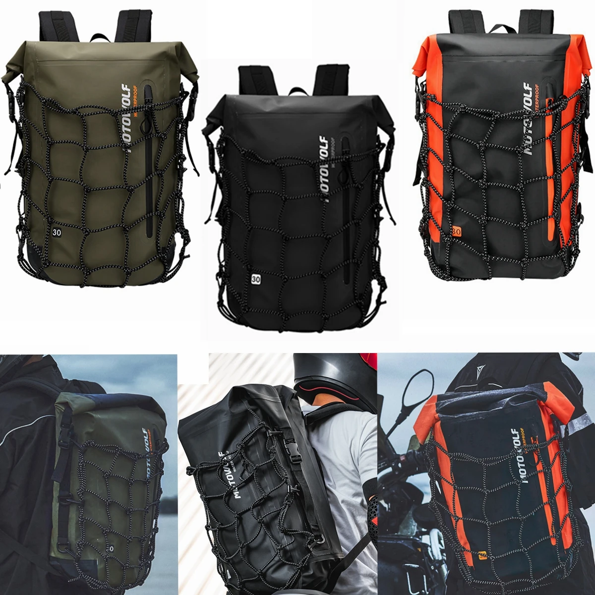 

Motorcycle Backpack Motorcycle Bag Multifunction Tail Bag Waterproof Bag With Reflective Motorcycle Helmet Mesh