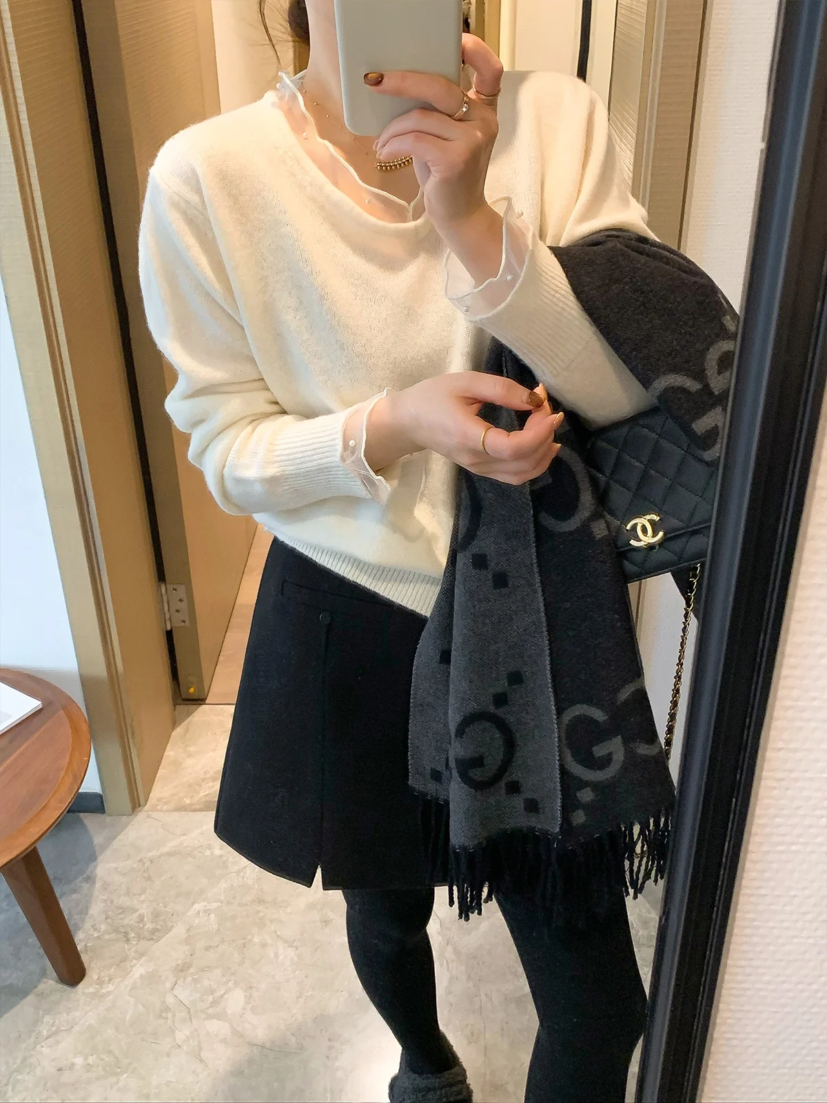 

Женский вязаный свитер Love Devil Fi с длинными рукавами и кружевными вставками, новинка зимы, дышащий, комфортный, в корейском стиле