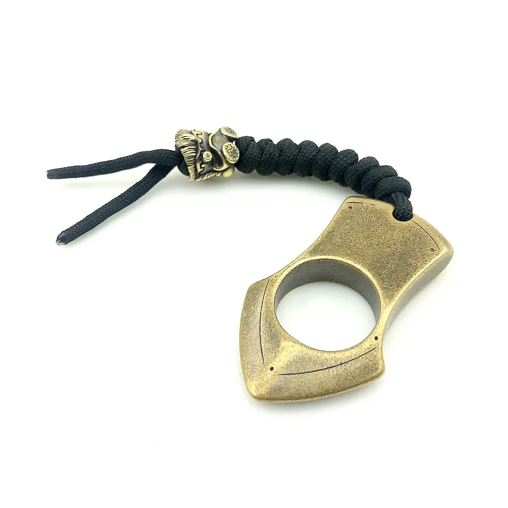 Brass Window Glass Breaker Outdoors EDC Multi-Tool 10mm Thickness Tactical Portable Escape Tool Keychain Hanging Match Beads