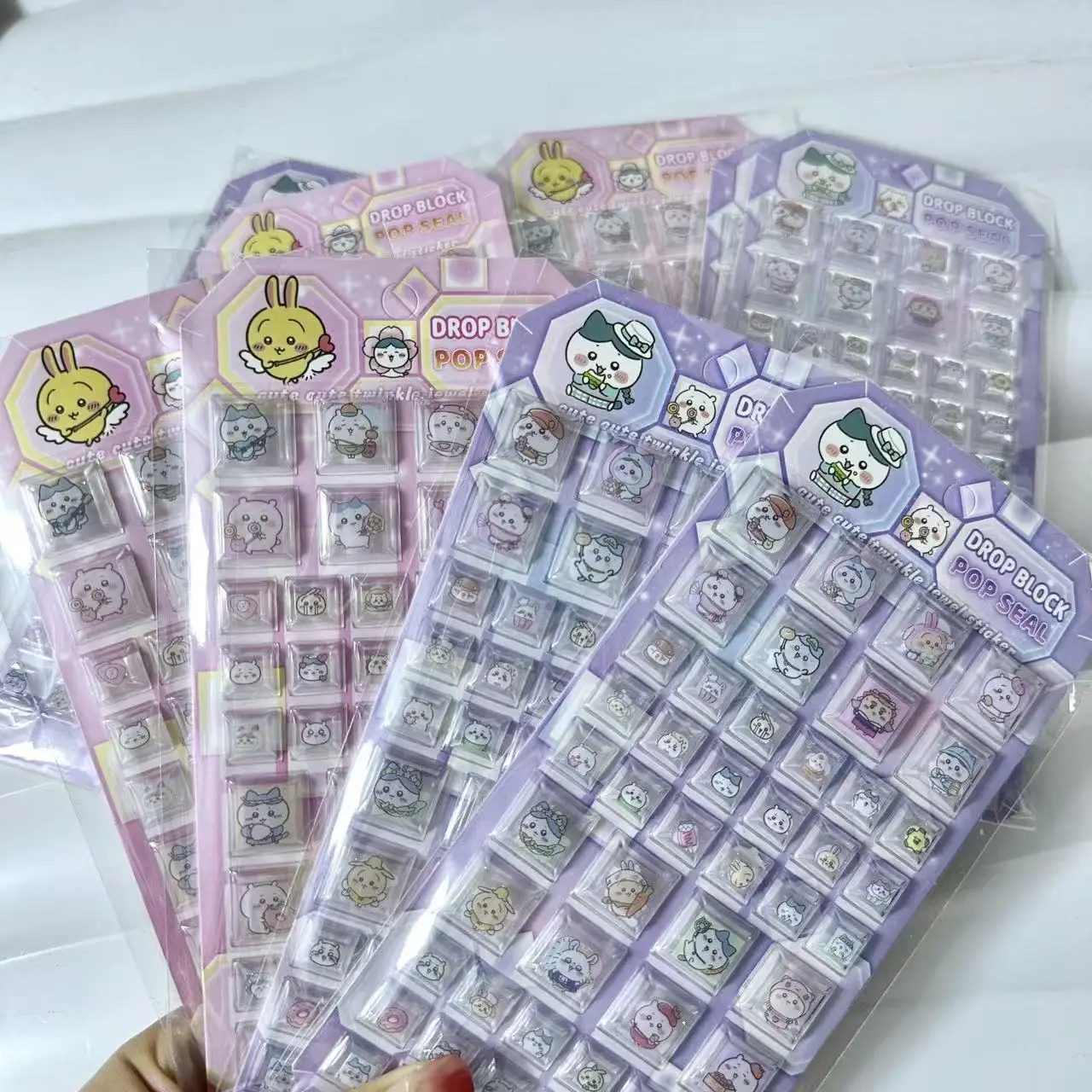 

Hot selling new transparent Giecawa square three-dimensional sparkling crystal ice block crystal drop plastic sticker