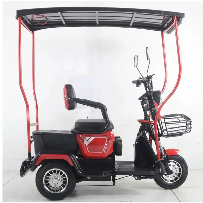 

Large solar electric tricycle 3-wheel electric scooter with solar panels for passenger 60v cargo open tricycle