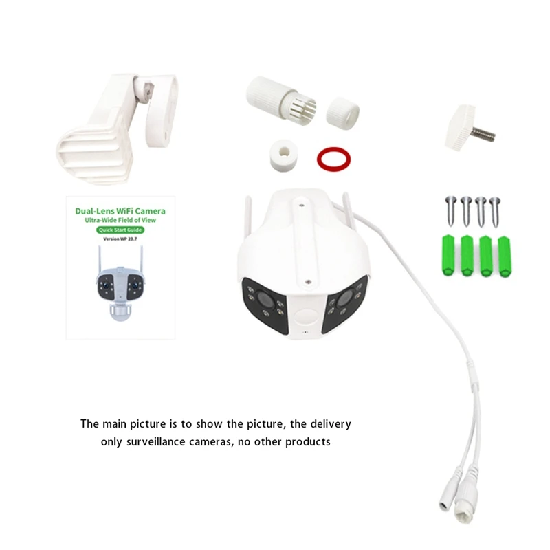 Câmera impermeável do CCTV da noite com lente dupla, monitor da proteção da segurança, exterior, UHD, IP, 1080p