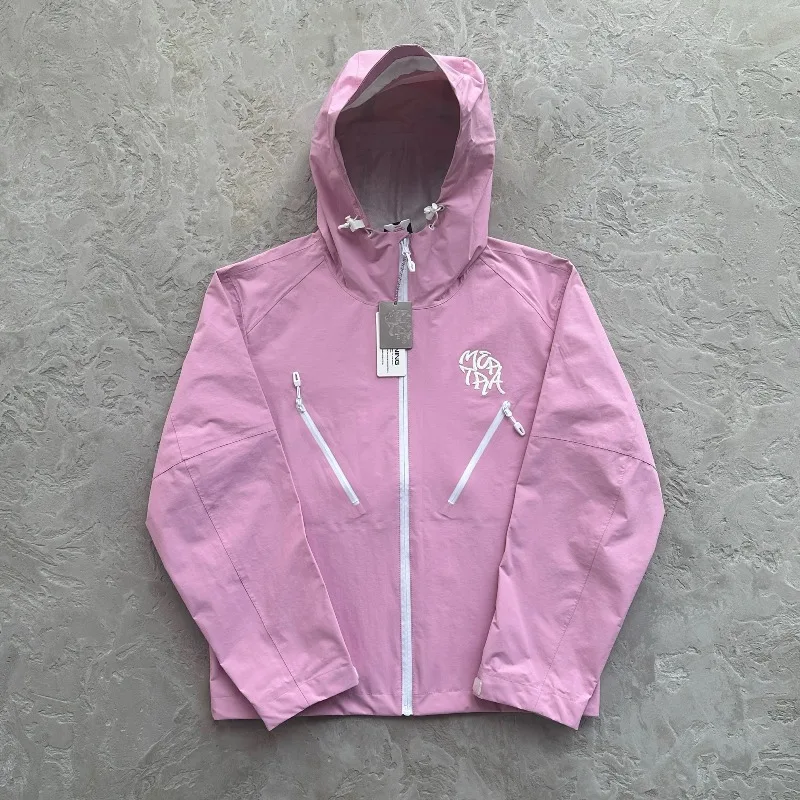 

Mertra Waterproof Jacket Water-soluble Hard Shell Men Women Street All-match Hooded Jackets Sprinkling Water Shows Letters