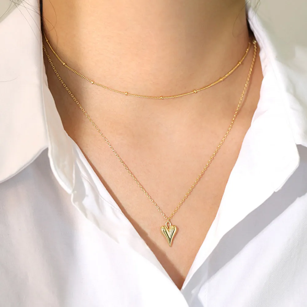 ANDYWEN 925 Sterling Silver Gold Small Heart Pendant Choker Necklace Luxury 2020 Rock Punk Fashion Fine Jewelry Wedding Party