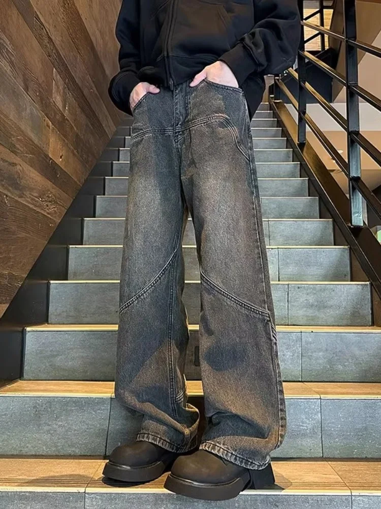 

Мужские джинсы в американском уличном стиле, весенне-осенние, прямые, широкие, слегка расклешенные, в пол