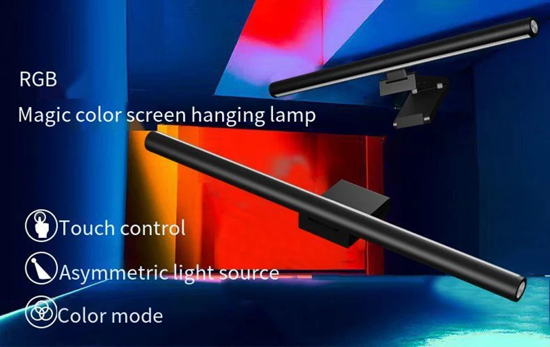 RGB Colorful Gaming Monitor Hanging Light Bar 2700-6500K Adjustable Temperature Brightness Touch Control for Apple/HP Computer