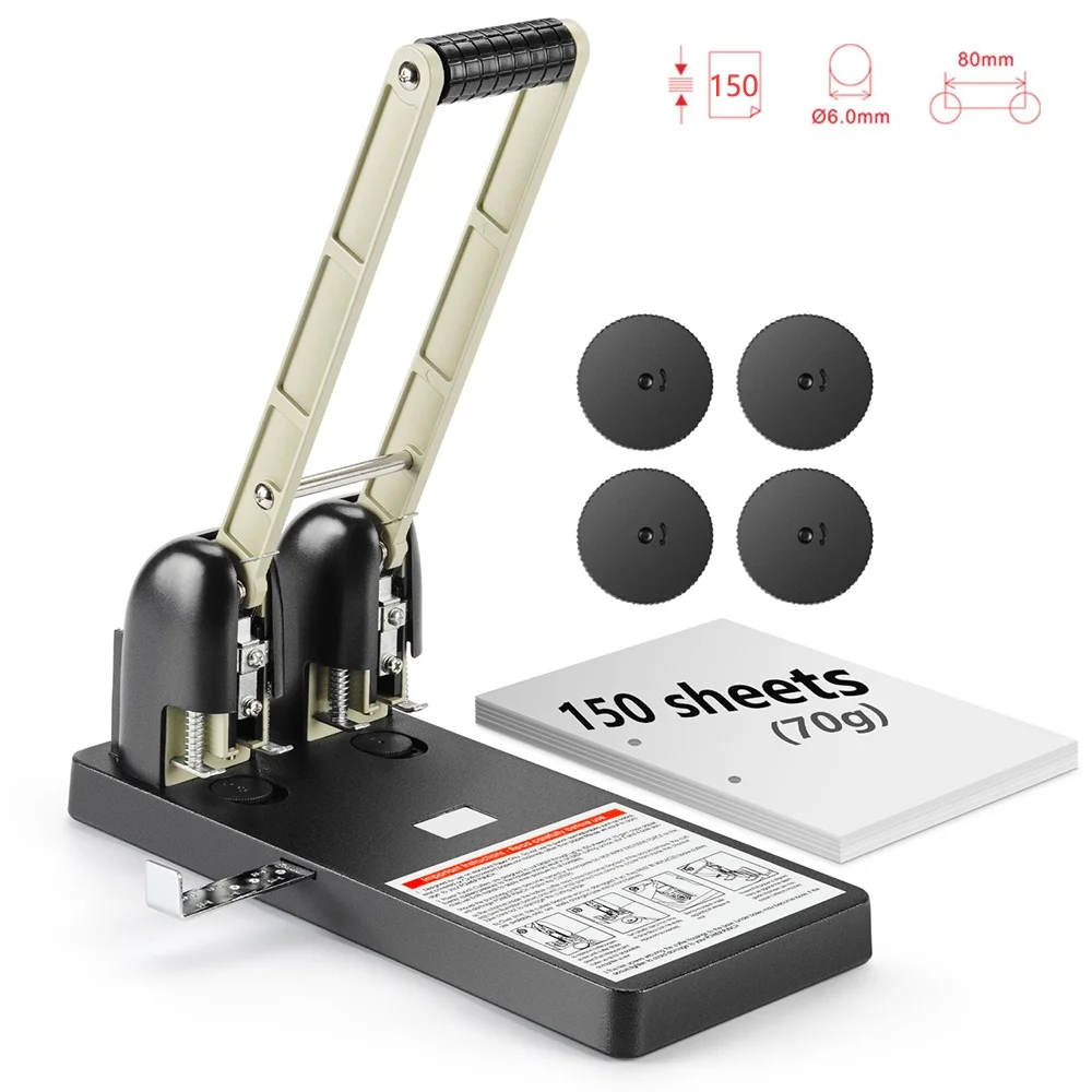 

Heavy Duty 2-Hole Paper Puncher for Notebook/Album/Card, Paper Hole Puncher Heavy Duty 150 Sheets for Home School Office Factory