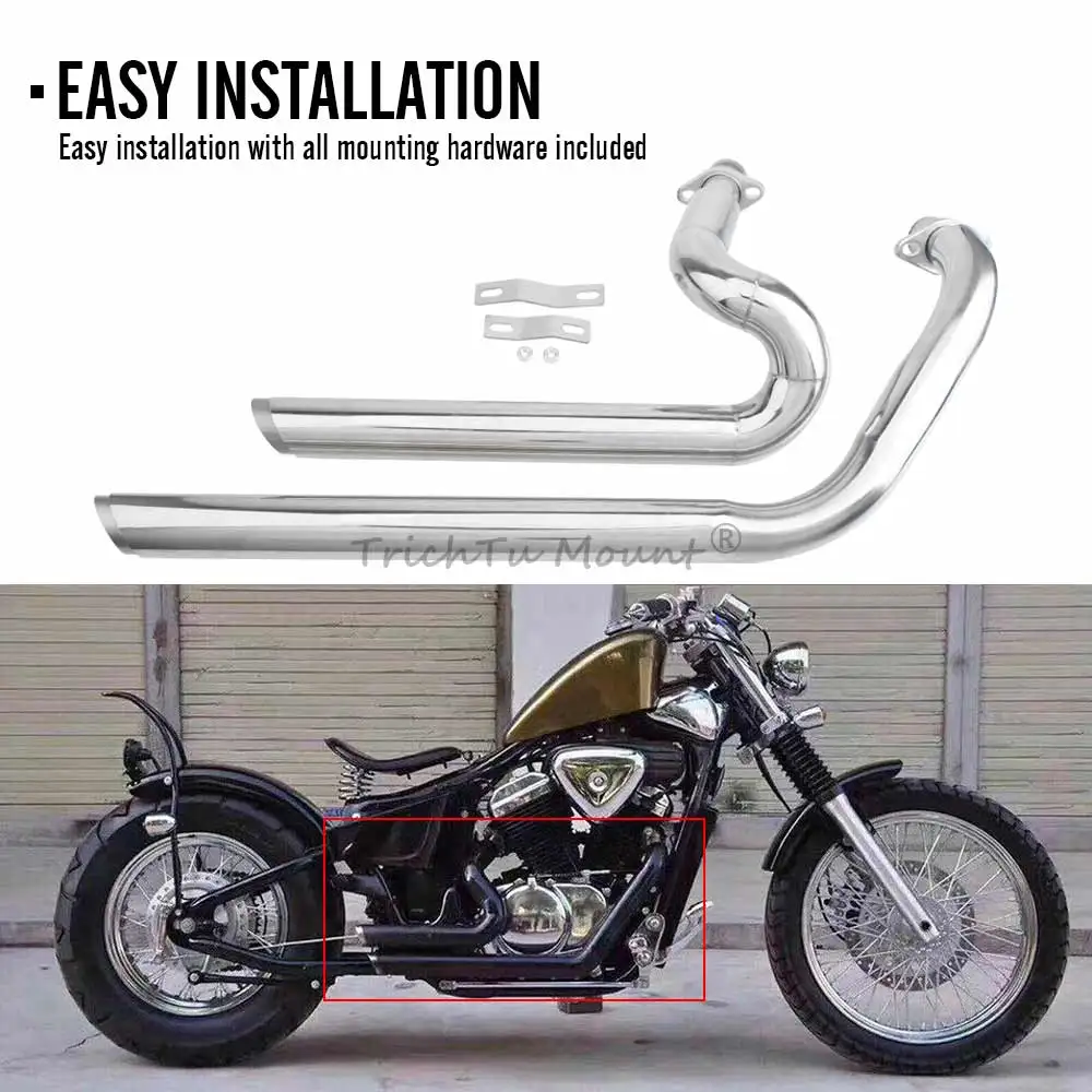 Motorcycle Chrome Exhaust Pipe Muffler Removable Silencer For Honda Shadow VLX 600 VLX 400 VT600C VT600CD Deluxe VT400 1988-2008