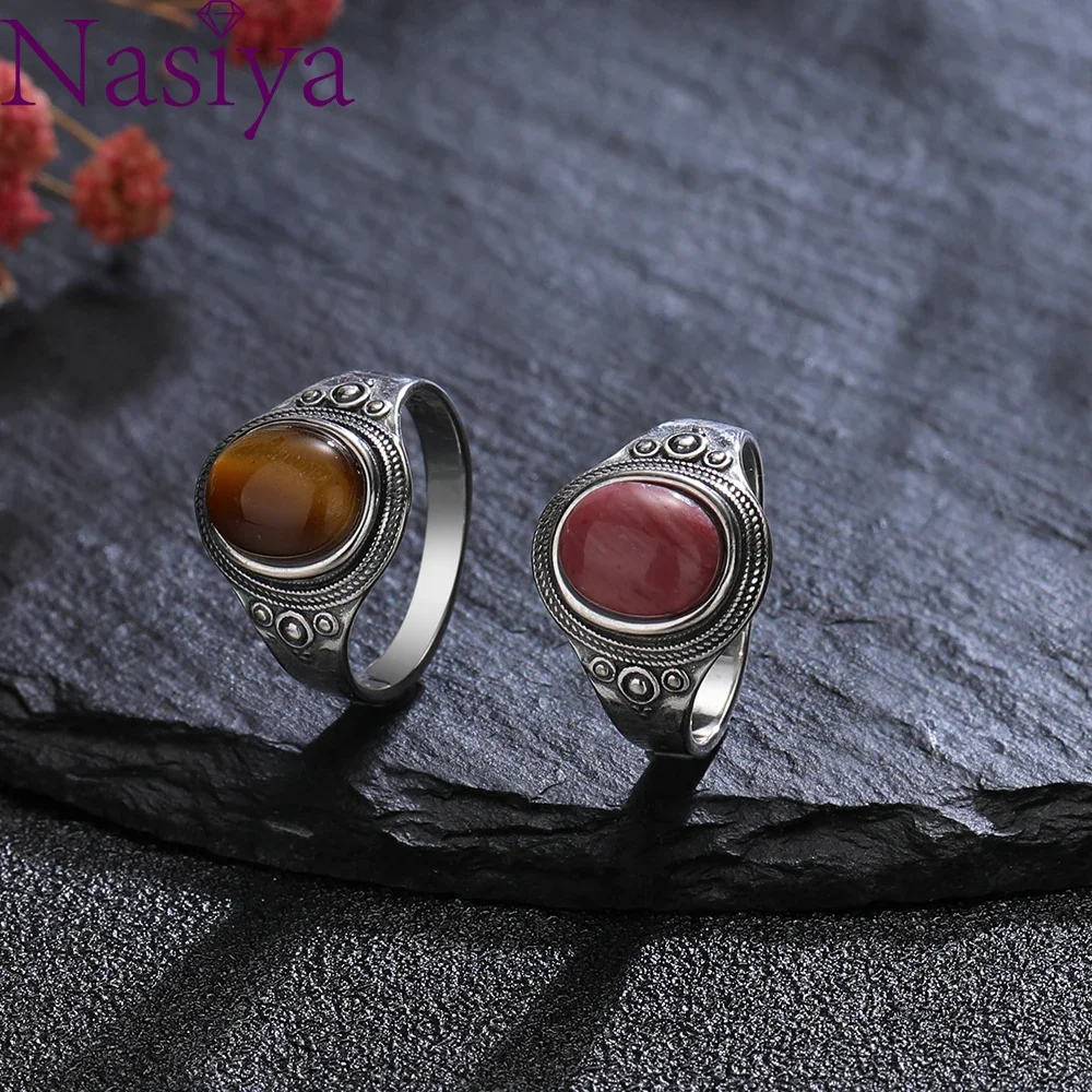 Classic Oval Kyanite Moonstone Ring Silver Elegant Gemstone Ring Jewelry for Women Party Anniversary Birthday Gift