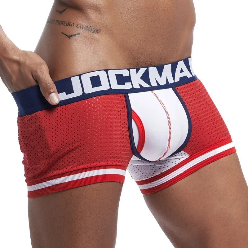 JOCKMAIL 역동적인 복서 브리프, 캐주얼 홈 남성 속옷, 로우웨이스트 통기성 스포츠 남성 속옷, 비치 반바지, 패션