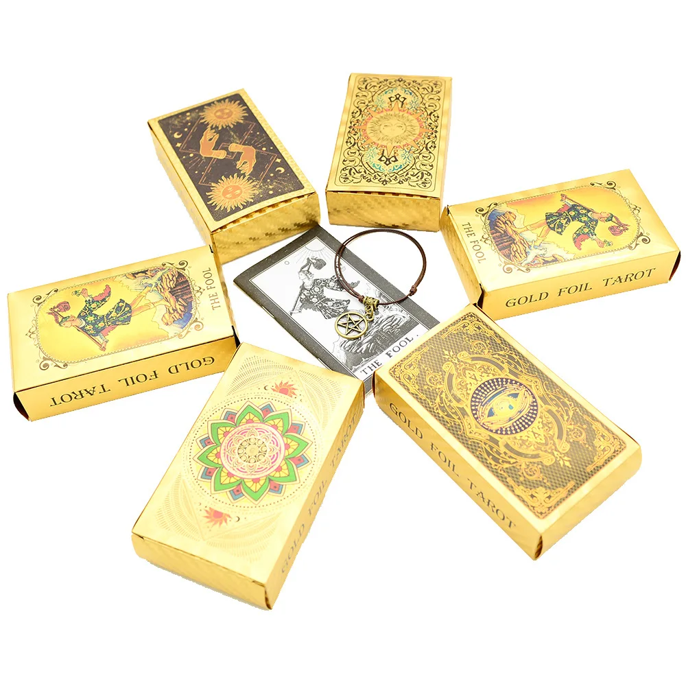 NEW High Quality Cost Worthy Luxe Gold Foil Tarot Deck With Nice Plastic Package Board Game of Oracle Cards For Beginners