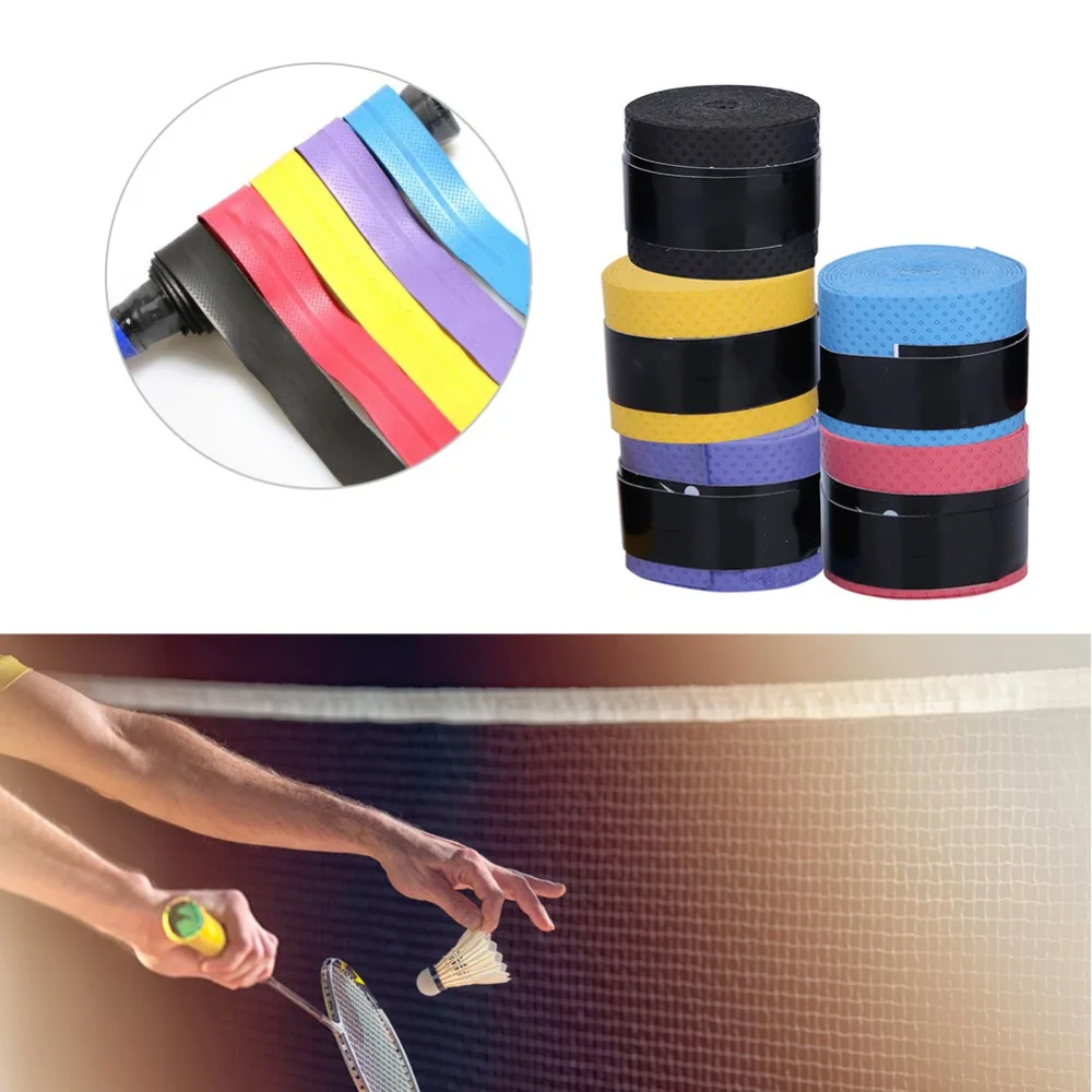 60PCS Anti Slip Badminton Grip Tape Soft Shock Absorbent Racket Overgrip Sweat Absorbent Colorful Tennis Grip Wrap