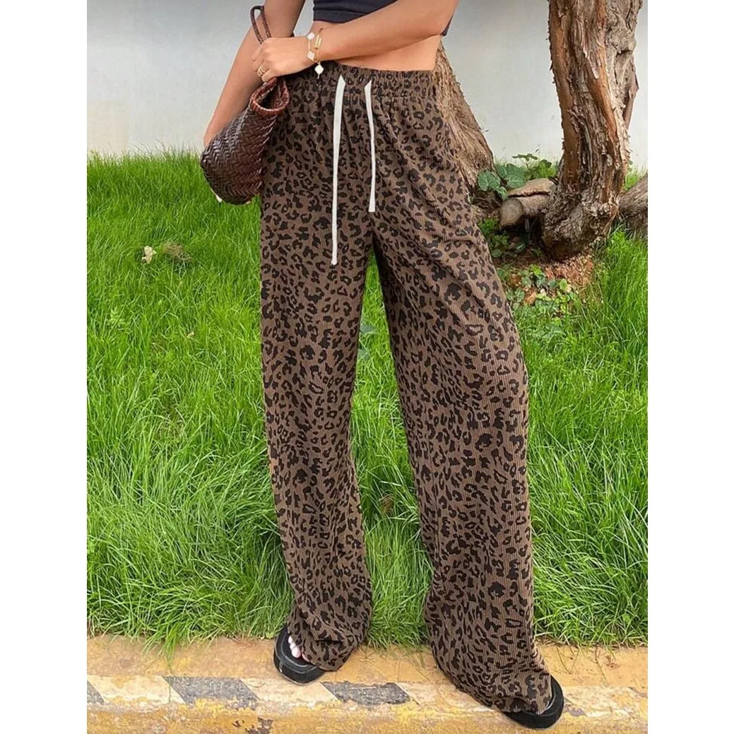 2026 Frühling Herbst Personalisierte Modische Y2k-Hosen Trendige Leopardenmuster-Loose-Fit-Sporthosen für Damen und Kinder – Detail 3
