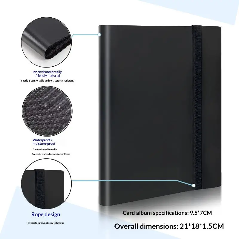 Card Storage Binder 4 Pocket Belt-Bound Album Fits 160 Cards for TCG CCG Game Collectors Gift