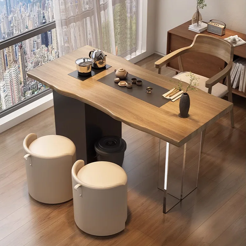 */-Balcony Tea Table Solid Wood Acrylic Tea Table New Home Leisure Small  Balcony Tea Table