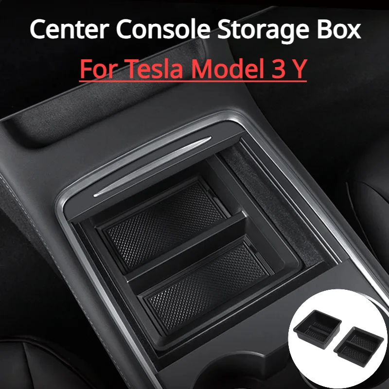 

Center Console Storage Box for Tesla Model 3 Y Central Armrest Box Trays Car Organizer Container Flocking Case Holder 2021-2023