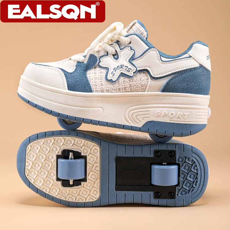 Two Wheel Roller Skates for Kids Ultra-Light Detachable Walking Shoes Outdoor Sports Sneakers Gift for Boys Girls