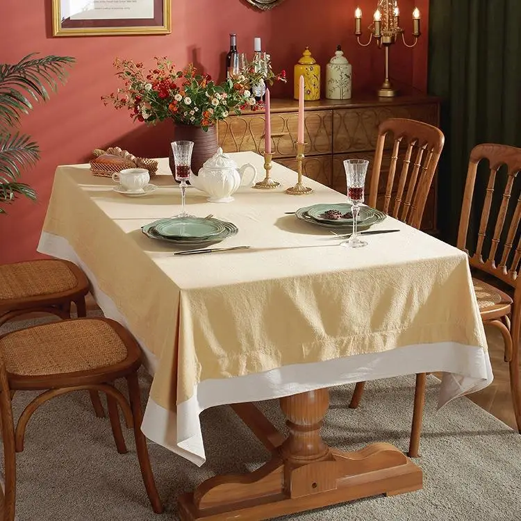 

Cotton Linen Tablecloth Modern Minimalist Color Anti-Slip Vintage Dustproof Dining Tablecloth Home Textile
