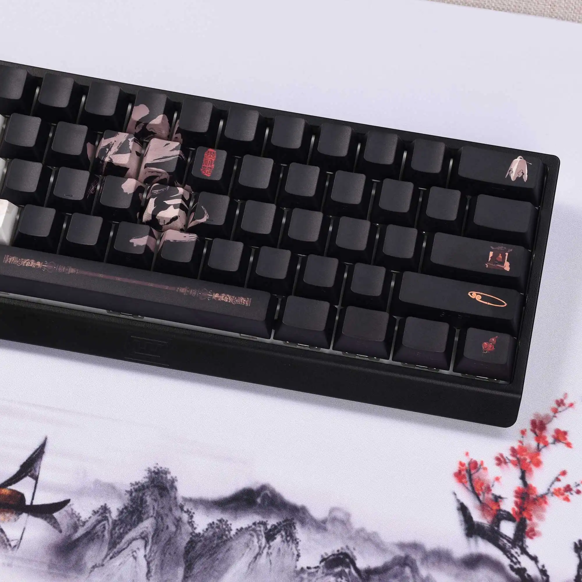 Womier-teclas negras Myth Wukong, accesorios de Teclado mecánico con grabado lateral PBT, personalizado, artesano