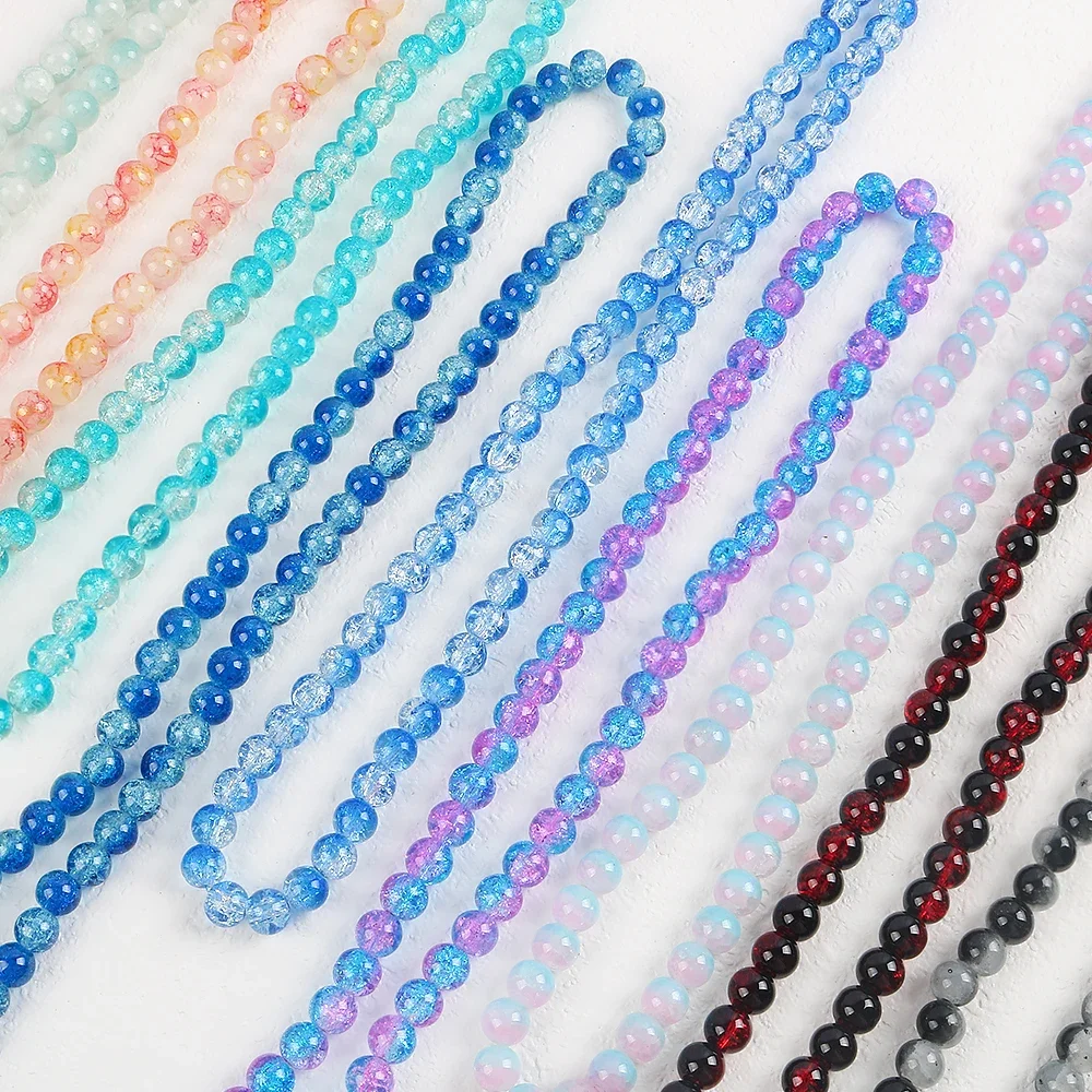 

10mm Crystal Glass Beads Loose Spacer Crackle Round Pearl Charm Beads for Women Jewelery Making DIY