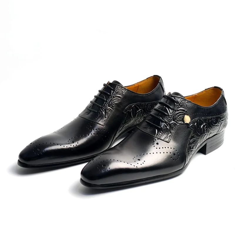 Luxury Business Genuine Leather Men Shoes Latest Design Fashion Color Match Handmade Leather Man Wedding Business Dress Shoe New