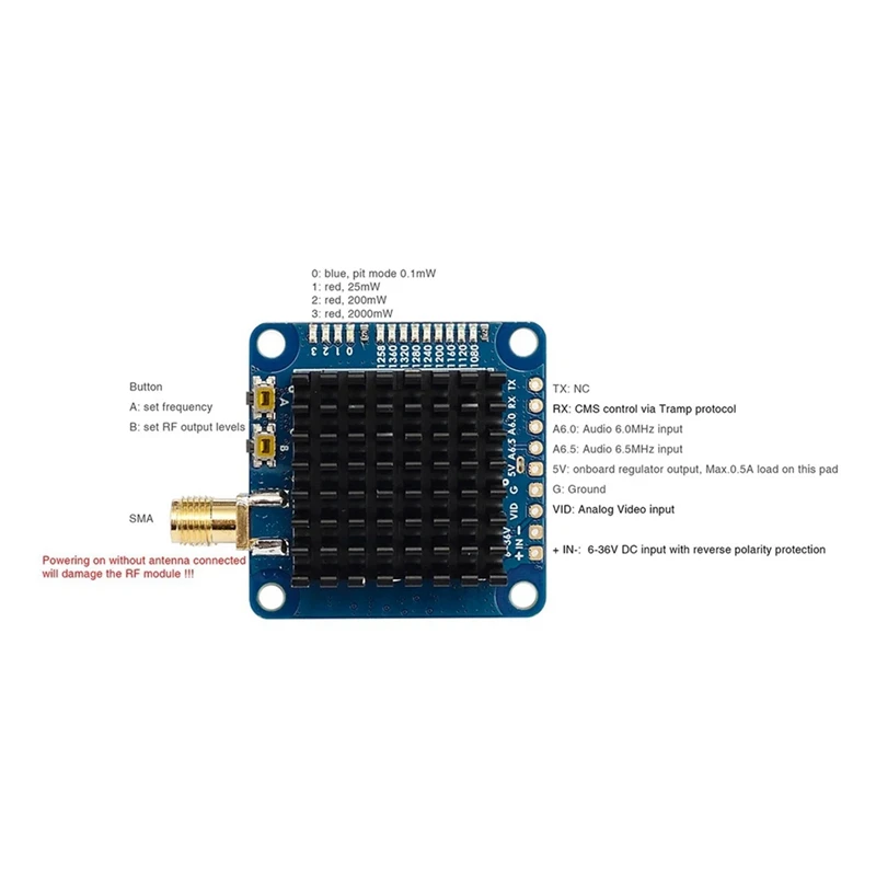 High Power 1.2Ghz 1.3Ghz VTX-1G3TE 2000Mw VTX Video Transmitter For FPV Long Range Drones