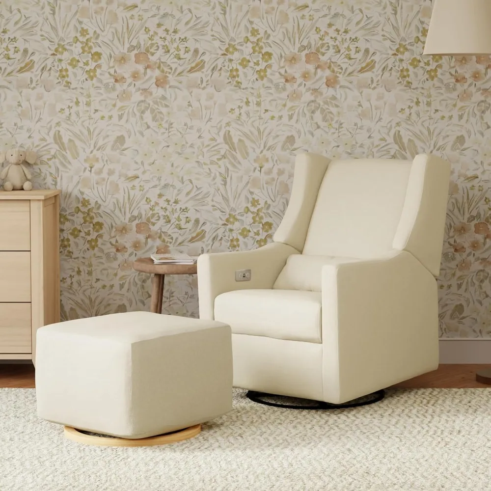 Kiwi Electronic Power Recliner and Swivel Glider with USB Port in Performance Cream Eco-Weave