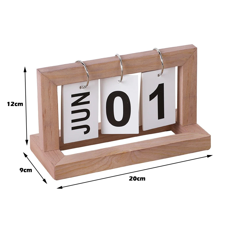 Wooden Flip Calendar Desktop Square Retro Desk Calendar Multicolour Creative and Cute Office Decorations Home DIY Decoration