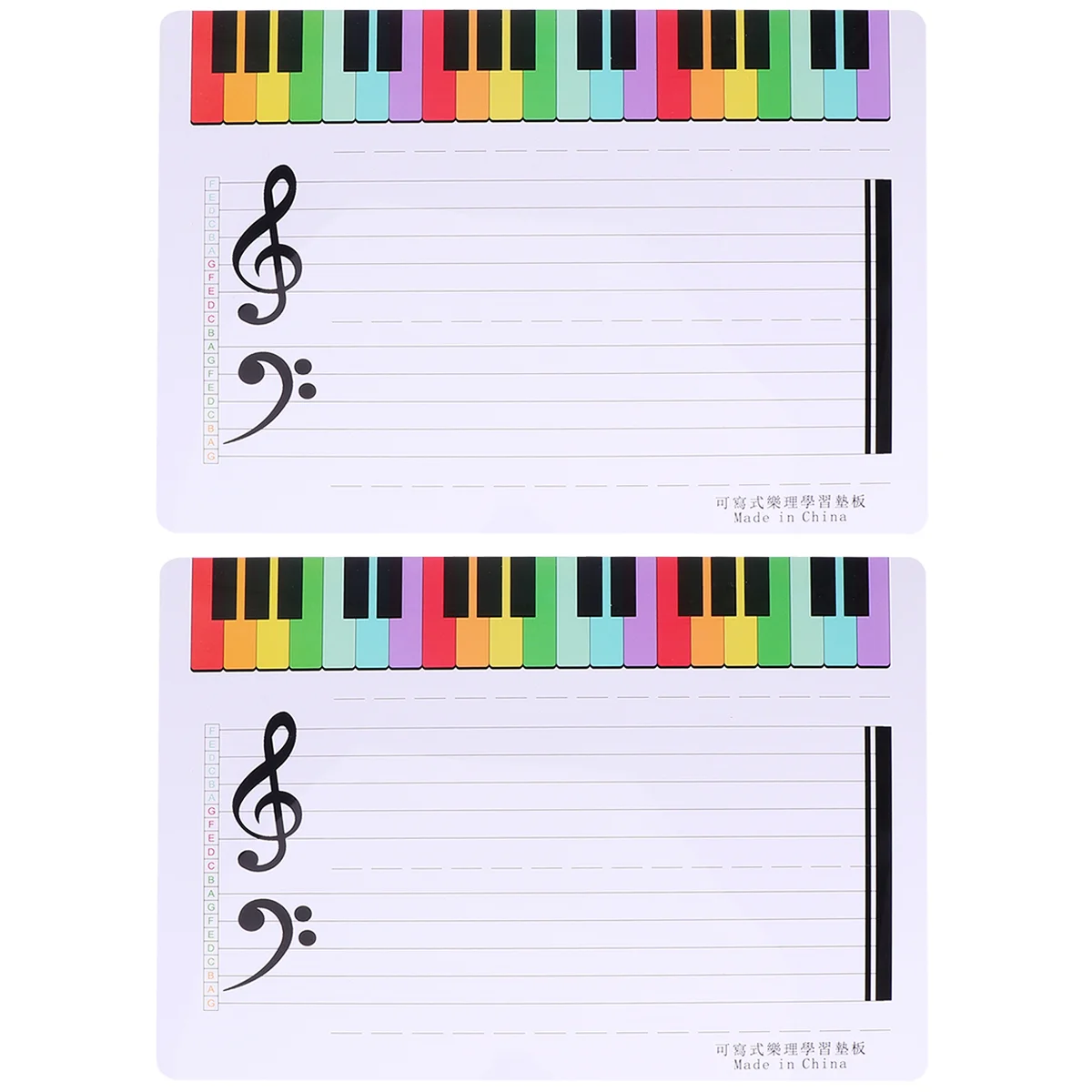 

2Pcs Erasable Writing Staff White Board Music Teaching Practice Board(White) Magnetic Writing Board Whiteboard Magnetic