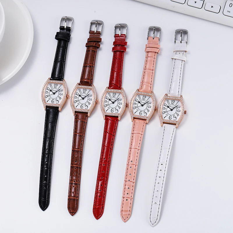 002Ns Jam Tangan Wanita Quartz Belt Watch Perempuan Barel Anggur Kecil Terlaris