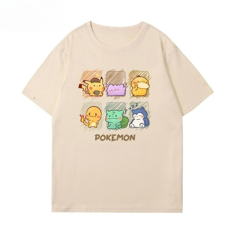 

Pok É Mon Printed Short Sleeved T-shirt for Men and Women, Summer Trend Casual Short Sleeved Popular Half Sleeved T-shirt Top
