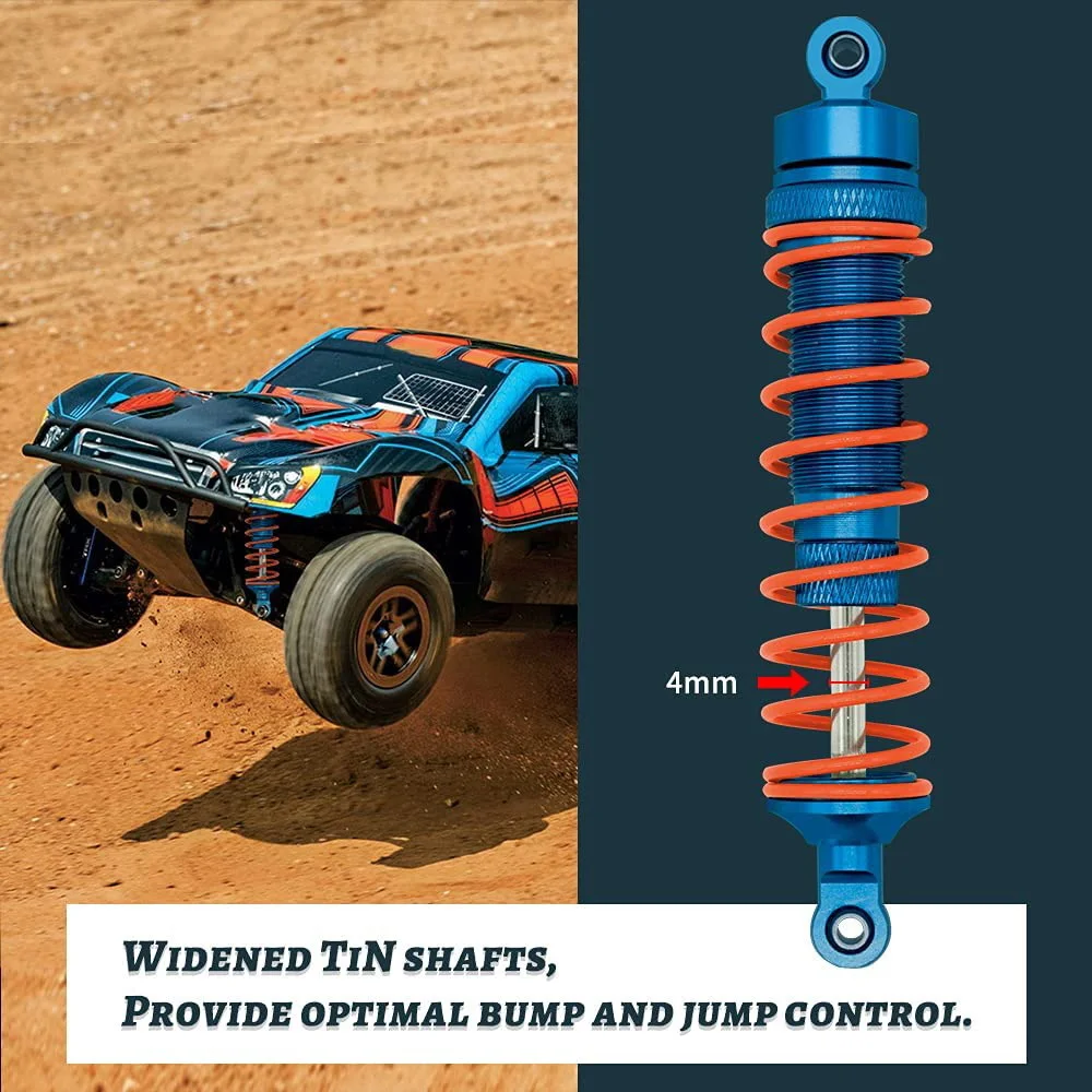 

W0T-ju4Pcs Metal Front and Rear Shock Absorber for Traxxas Slash Rustler Stampede Hoss 4X4 VXL 1/10 RC Car Upgrade
