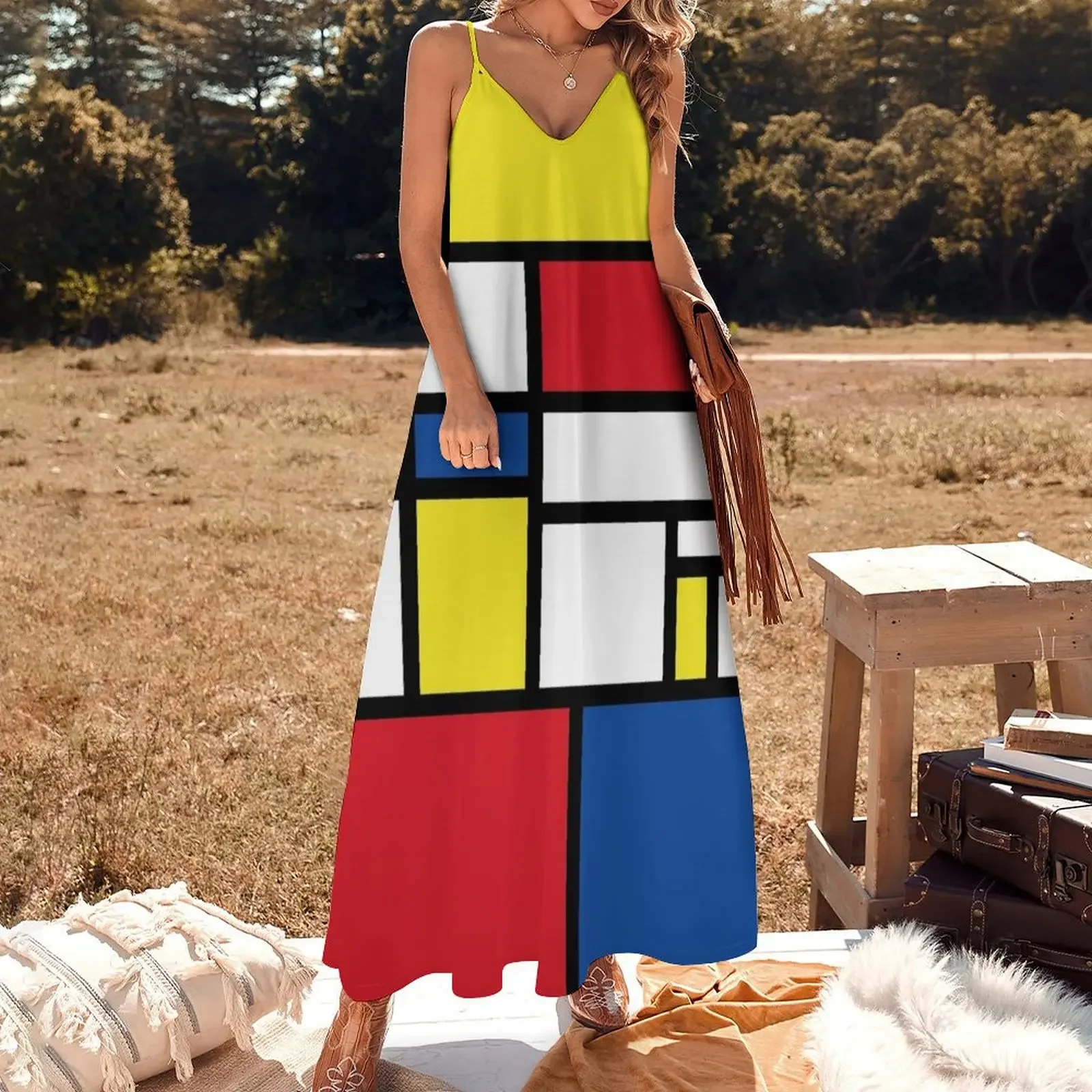 Mondrian Minimalist Avant-Garde De Stijl Modern Art Abstract Sleeveless Dress Women's dresses ceremony dresses Dress