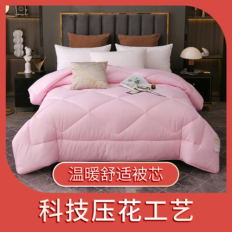 Winter Quilt Thick Warm Soft Quilted for Adult Warm Comfortable Solid Color Comforter Double Size Bed Blanket Comforter