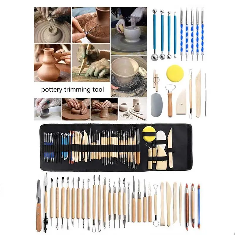 4-61pcs Pottery Clay Tools Sculpting Sculpt Smoothing Wax Carving Ceramic Polymer Shapers Modeling Carved Ceramic DIY Tool